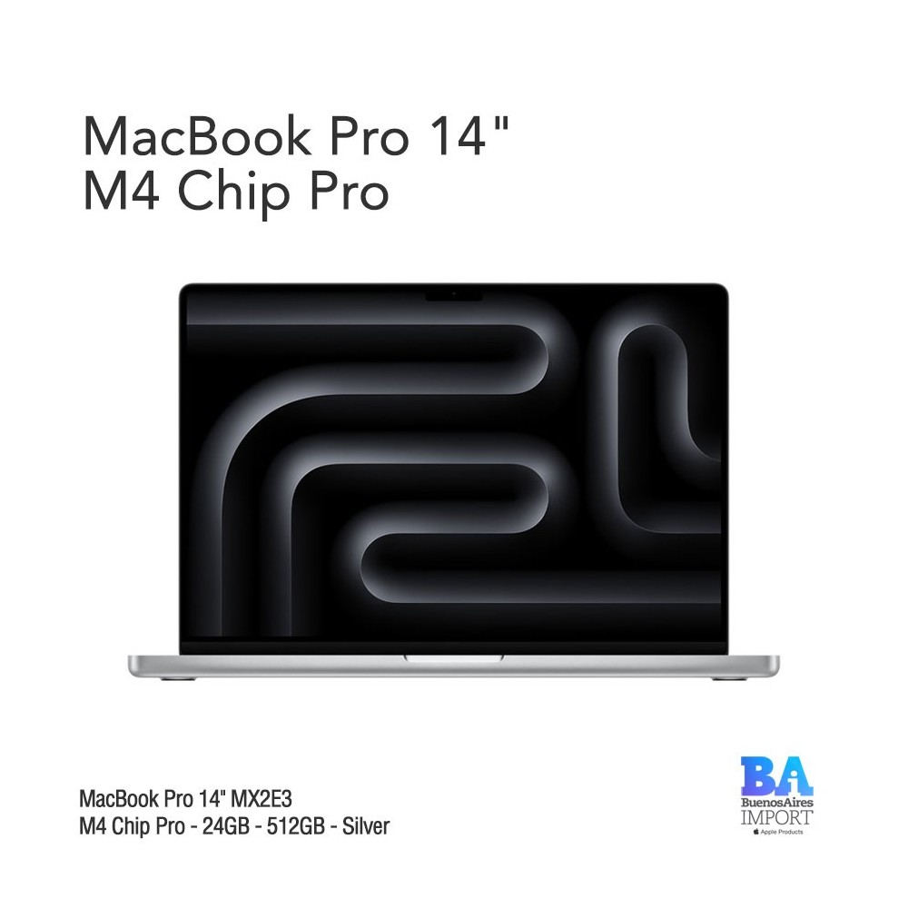 MacBook Pro 14" MX2E3 M4 Chip Pro - 12-Core - 24GB - 512GB - Silver