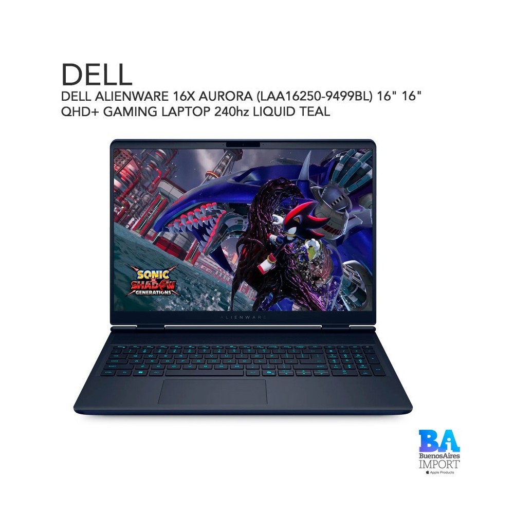 DELL ALIENWARE 16X AURORA (LAA16250-9499BL) 16" 16" QHD+ GAMING LAPTOP 240hz LIQUID TEAL