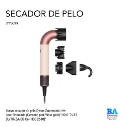 Secador de pelo Dyson Supersonic r™️ – Liso+Ondulado (Ceramic pink/Rose gold) "HD17 T1/T2 EU/TR/ZA/EG Ce (113332-01)"