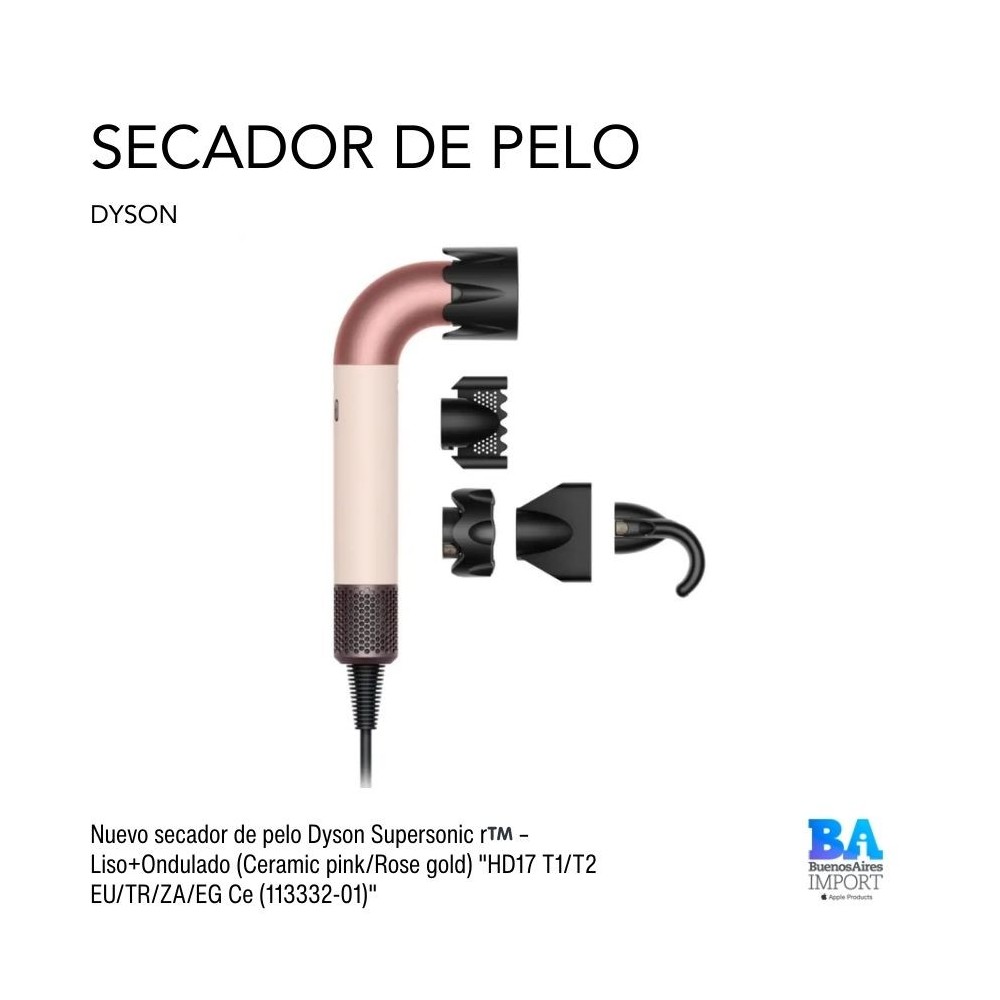 Secador de pelo Dyson Supersonic r™️ – Liso+Ondulado (Ceramic pink/Rose gold) "HD17 T1/T2 EU/TR/ZA/EG Ce (113332-01)"
