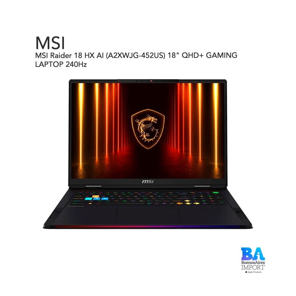 MSI Raider 18 HX AI (A2XWJG-452US) 18" QHD+ GAMING LAPTOP 240Hz