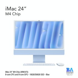 iMac 24" M4 Chip (MWUF3) with 8-core CPU and 8-core GPU - 16GB/256GB SSD - Blue