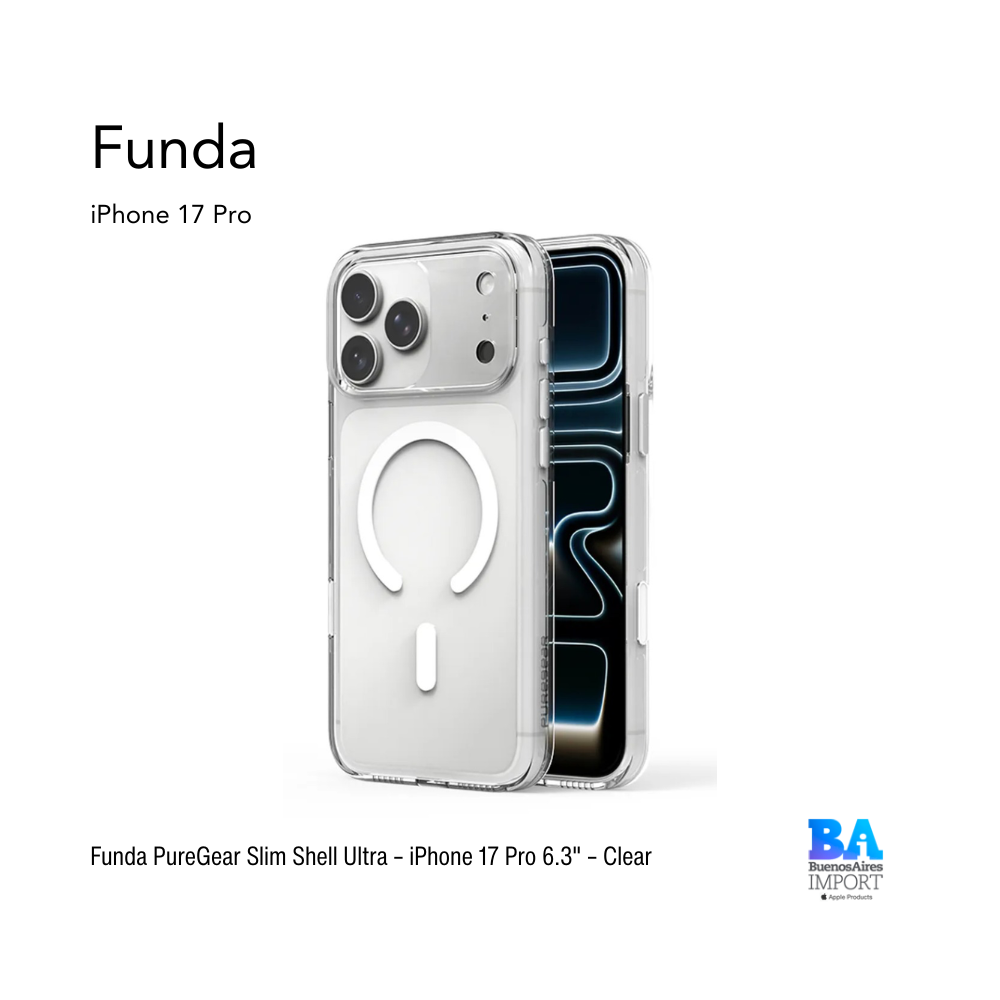 Funda PureGear Slim Shell Ultra – iPhone 17 Pro 6.3" – Clear