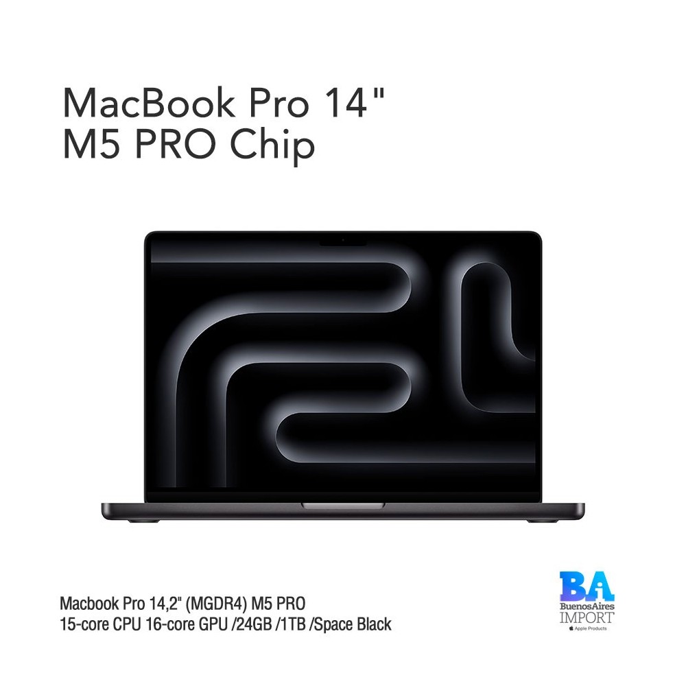 Macbook Pro 14,2" (MGDR4) M5 PRO 15-core CPU 16-core GPU /24GB /1TB /Space Black