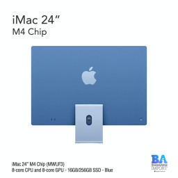 iMac 24" M4 Chip (MWUF3) with 8-core CPU and 8-core GPU - 16GB/256GB SSD - Blue