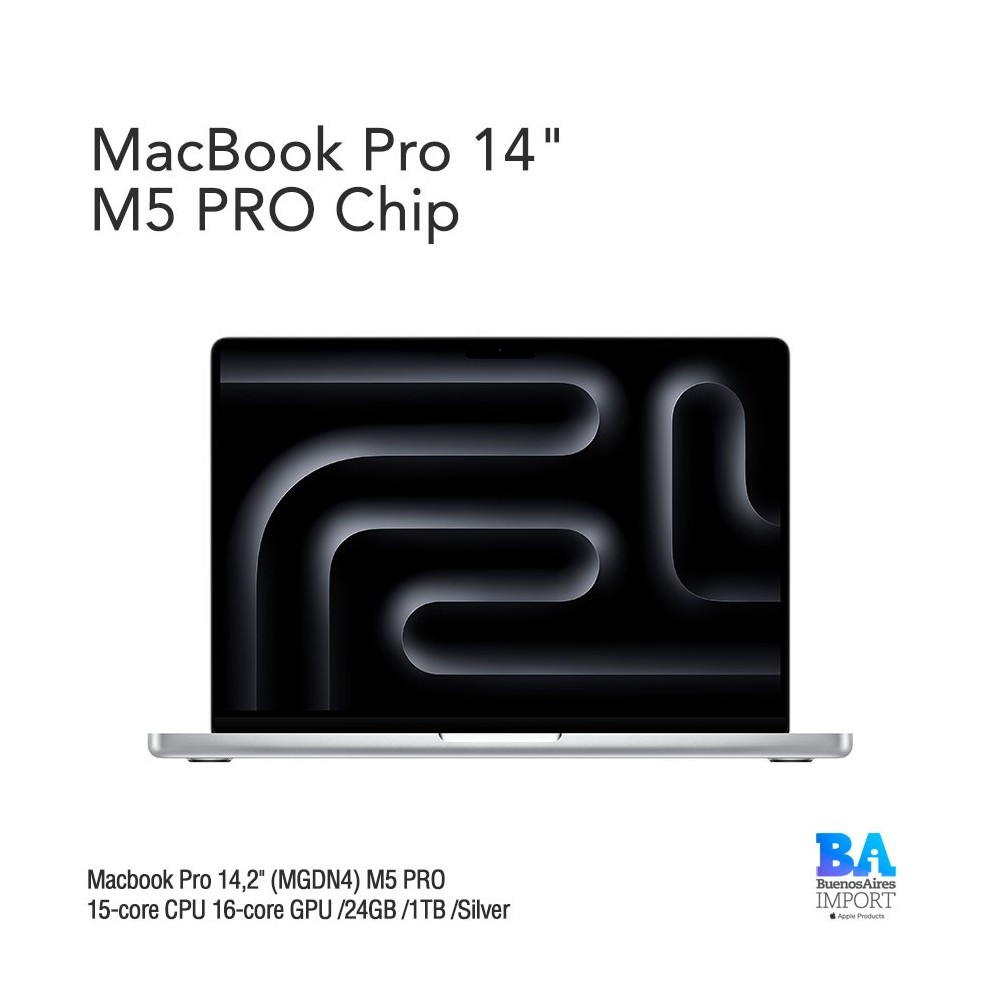 Macbook Pro 14,2" (MGDN4) M5 PRO 15-core CPU 16-core GPU /24GB /1TB /Silver