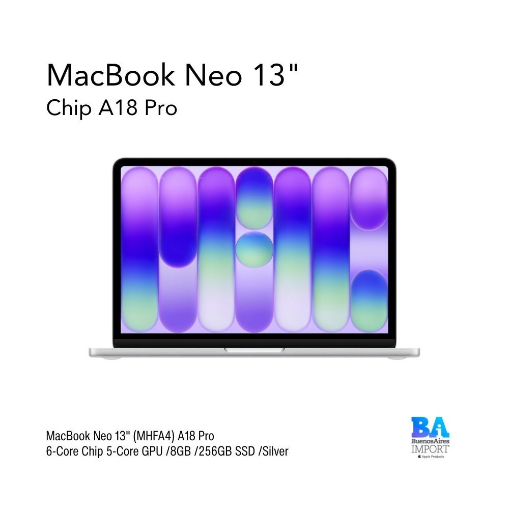 MacBook Neo 13" (MHFA4) A18 Pro 6-Core Chip 5-Core GPU /8GB /256GB SSD /Silver