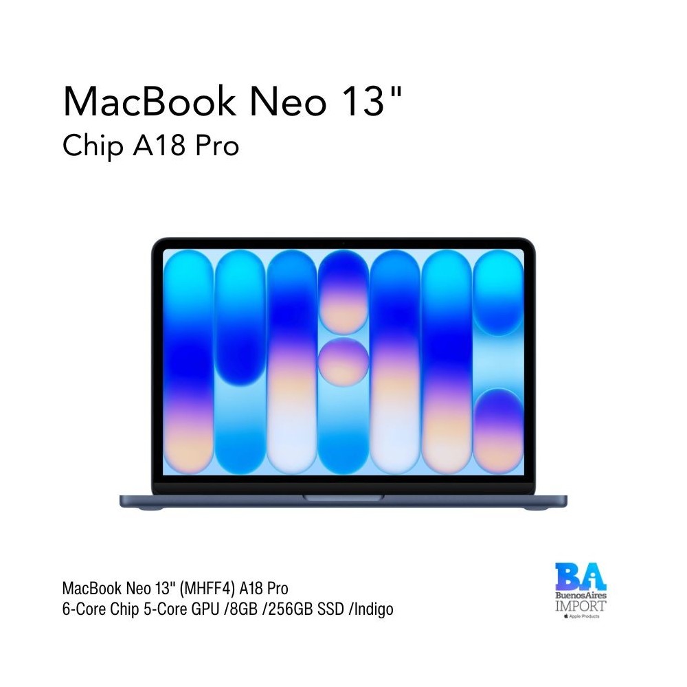 MacBook Neo 13" (MHFF4) A18 Pro 6-Core Chip 5-Core GPU /8GB /256GB SSD /Indigo