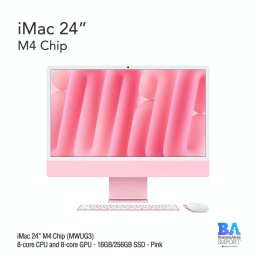 iMac 24" M4 Chip (MWUG3) with 8-core CPU and 8-core GPU - 16GB/256GB SSD - Pink