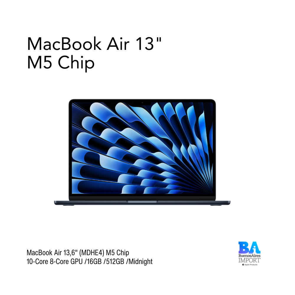 MacBook Air 13,6" (MDHE4) M5 Chip 10-Core 8-Core GPU /16GB /512GB /Midnight