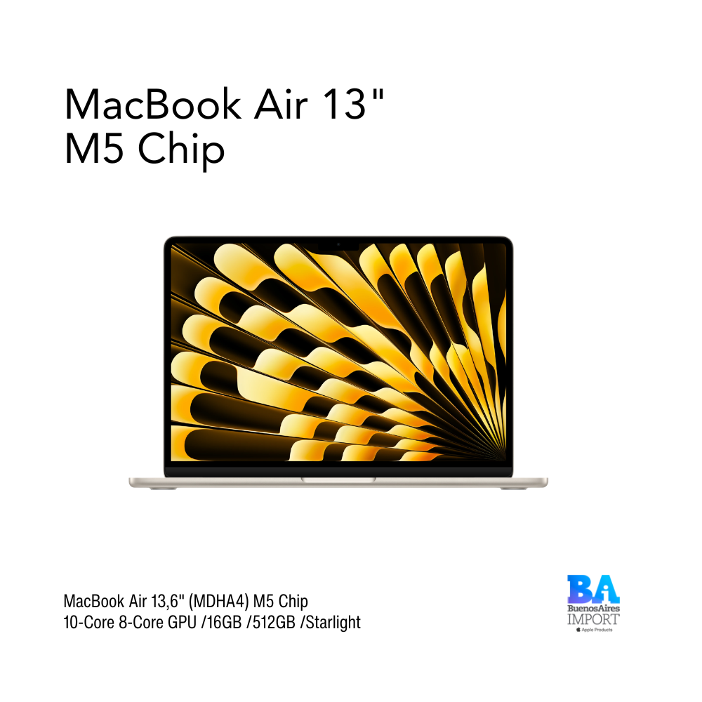 MacBook Air 13,6" (MDHA4) M5 Chip 10-Core 8-Core GPU /16GB /512GB /Starlight