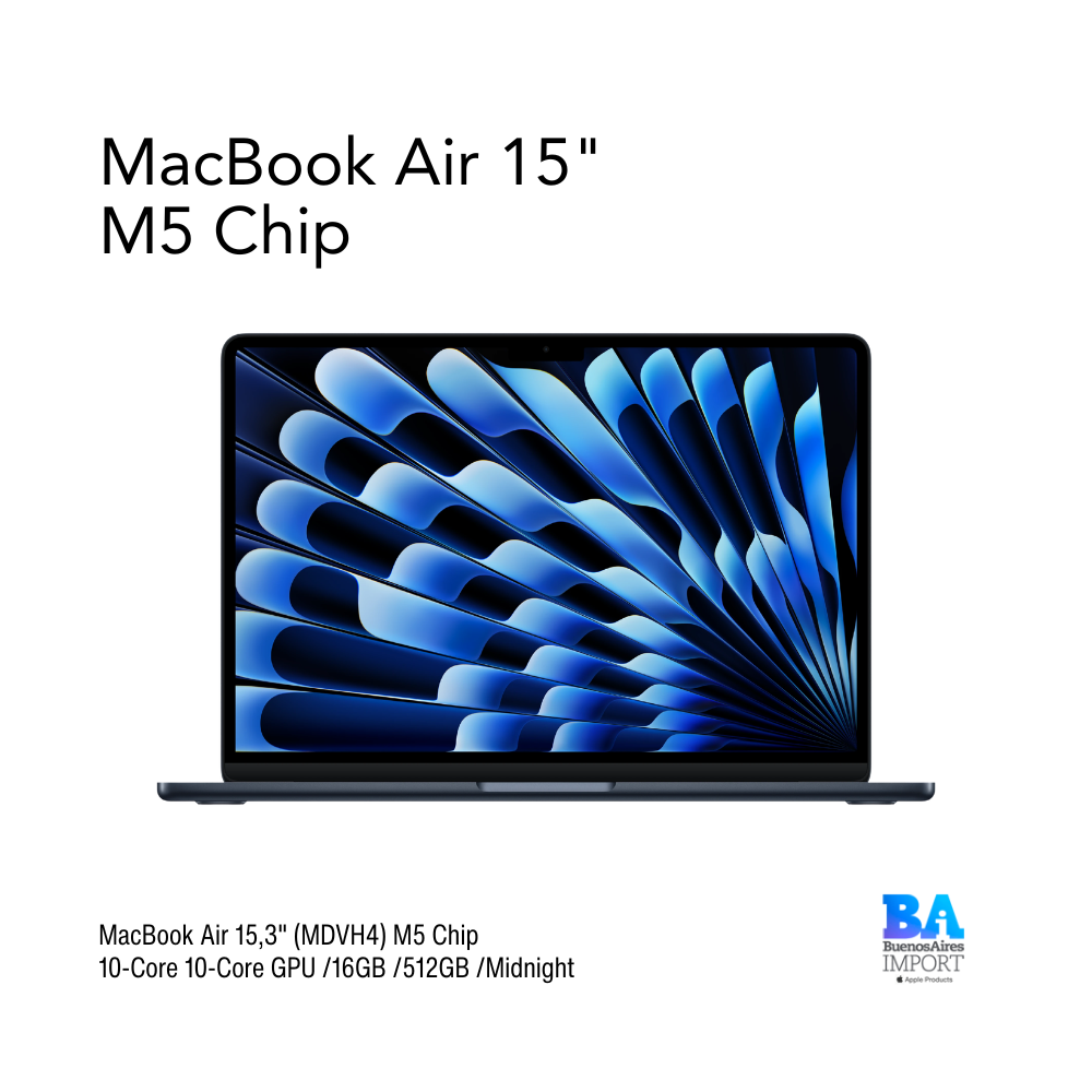 MacBook Air 15,3" (MDVH4) M5 Chip 10-Core 10-Core GPU /16GB /512GB /Midnight