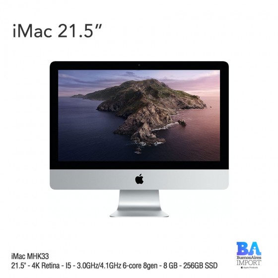iMac 21.5" (MHK33) 4K Retina - I5 - 3.0GHz/4.1GHz 6-core 8gen - 8 GB - 256GB SSD