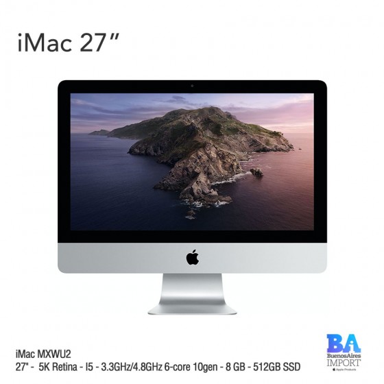 iMac 27" (MXWU2) 5K Retina - I5 - 3.3GHz/4.8GHz 6-core 10gen - 8 GB - 512GB SSD