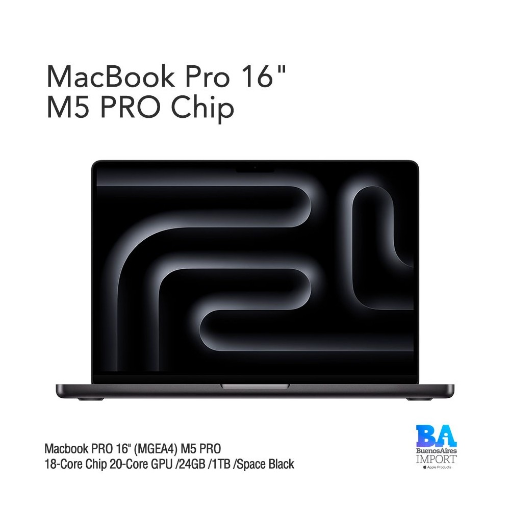 Macbook PRO 16" (MGEA4) M5 PRO 18-Core Chip 20-Core GPU /24GB /1TB /Space Black