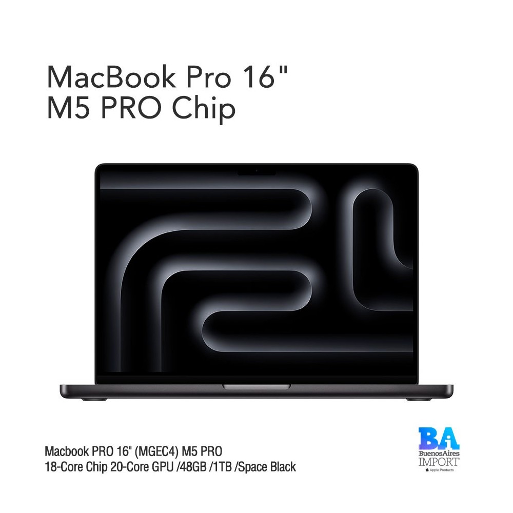 Macbook PRO 16" (MGEC4) M5 PRO 18-Core Chip 20-Core GPU /48GB /1TB /Space Black