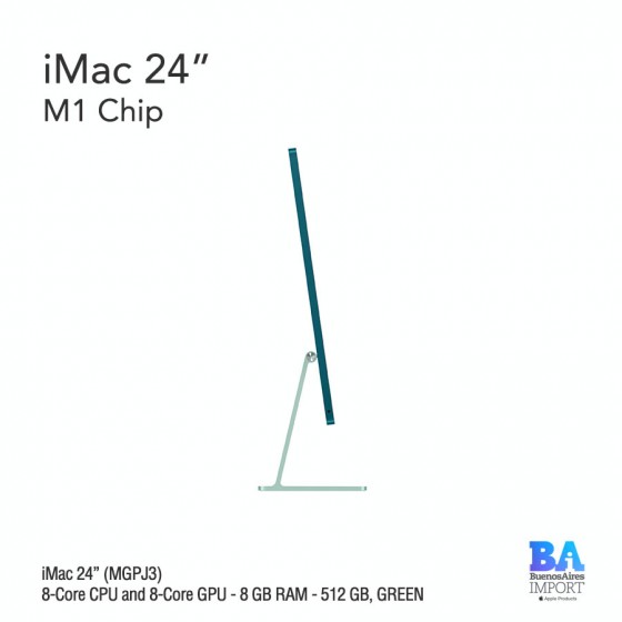 iMac 24" M1 Chip (MGPJ3) with 8-Core CPU and 8-Core GPU 512 GB, GREEN