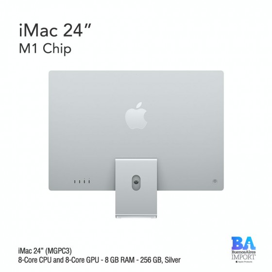 iMac 24" M1 Chip (MGPC3) with 8-Core CPU and 8-Core GPU 256 GB, SILVER