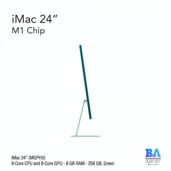 iMac 24" M1 Chip (MGPH3) with 8-Core CPU and 8-Core GPU 256 GB, GREEN