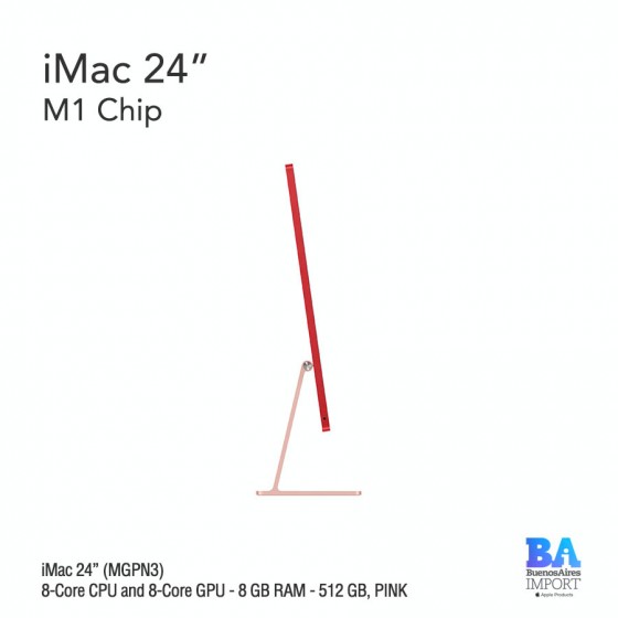iMac 24" M1 Chip (MGPN3) with 8-Core CPU and 8-Core GPU 512 GB, PINK