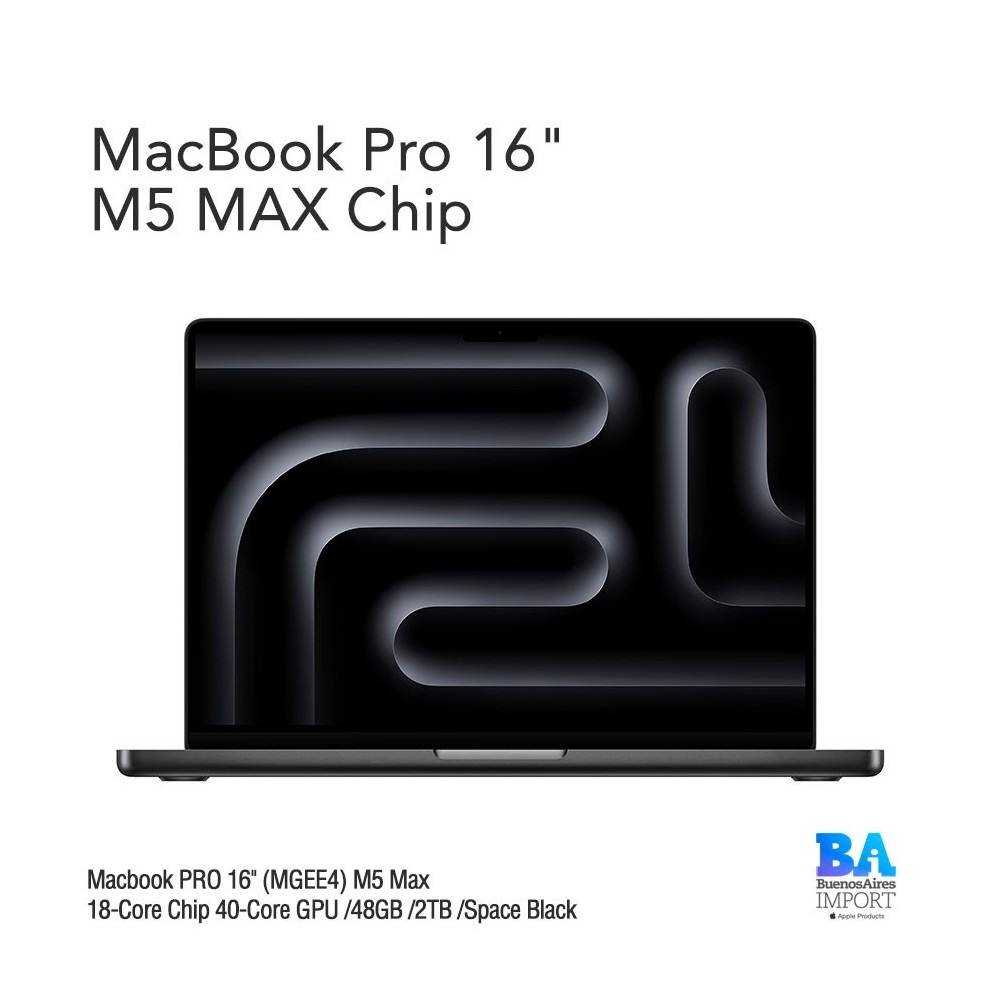 Macbook PRO 16" (MGEE4) M5 Max 18-Core Chip 40-Core GPU /48GB /2TB /Space Black