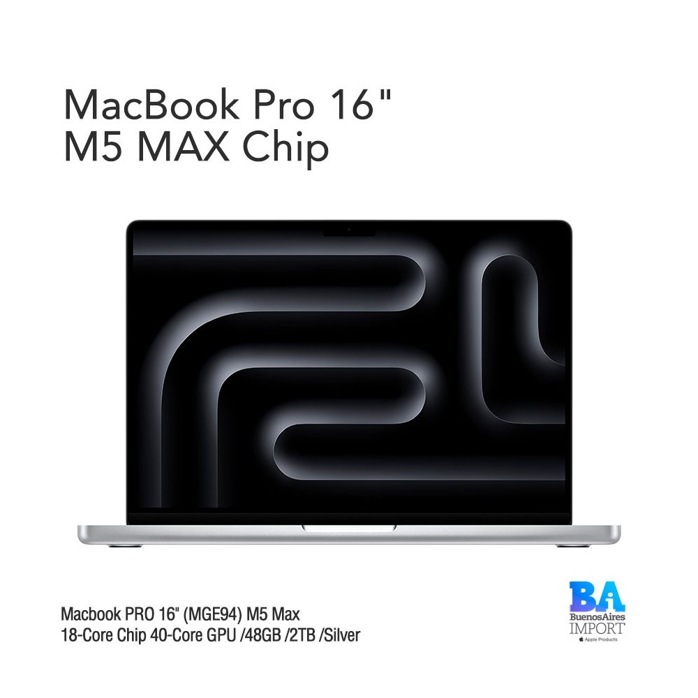 Macbook PRO 16" (MGE94) M5 Max 18-Core Chip 40-Core GPU /48GB /2TB /Silver