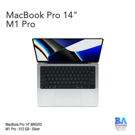 Macbook Pro 14" [MKGR3] M1 Pro - 512 GB - Silver