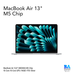 MacBook Air 13,6" (MDH84) M5 Chip 10-Core 10-Core GPU /16GB /1TB /Silver