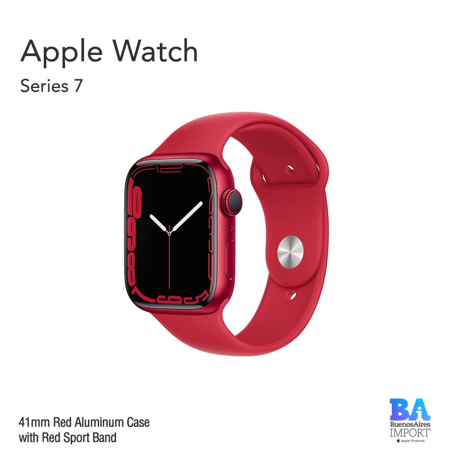 Apple Watch 41mm [SERIES 7] Red Aluminum Case with Red Sport Band - Buenos  Aires Import