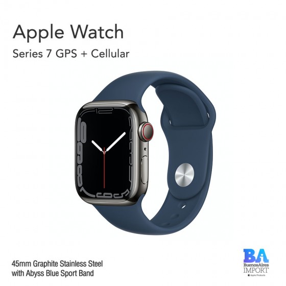 Apple Watch 45mm [SERIES 7] Graphite Stainless Steel  with Abyss Blue Sport...