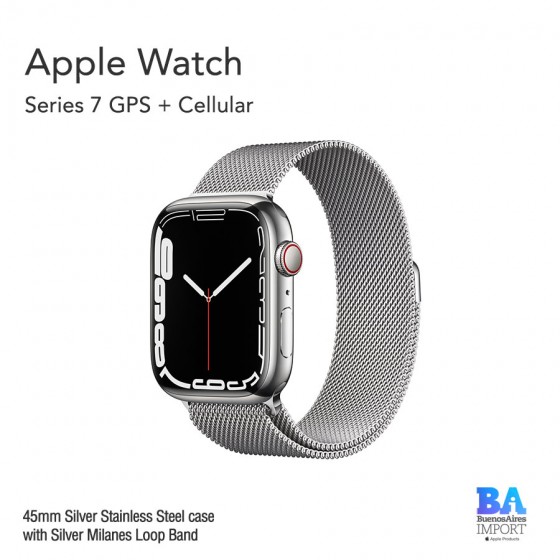 Apple Watch 45mm [SERIES 7] Silver Stainless Steel case with Silver Milanes...
