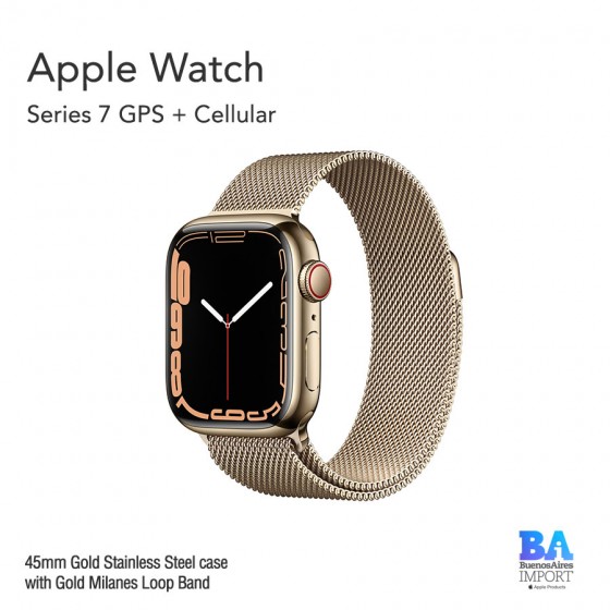 Apple Watch 45mm [SERIES 7] Gold Stainless Steel case with Gold Milanes Loop...