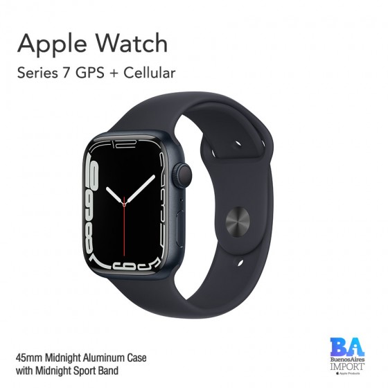 Apple Watch 45mm [SERIES 7] Midnight Aluminum Case with Midnight Sport Band...
