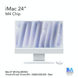 iMac 24" M4 Chip (MCR24) with 10-core CPU and 10-core GPU - 24GB/512GB SSD - Silver