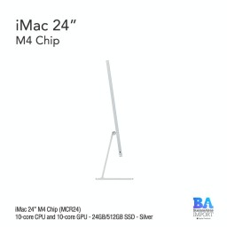 iMac 24" M4 Chip (MCR24) with 10-core CPU and 10-core GPU - 24GB/512GB SSD - Silver