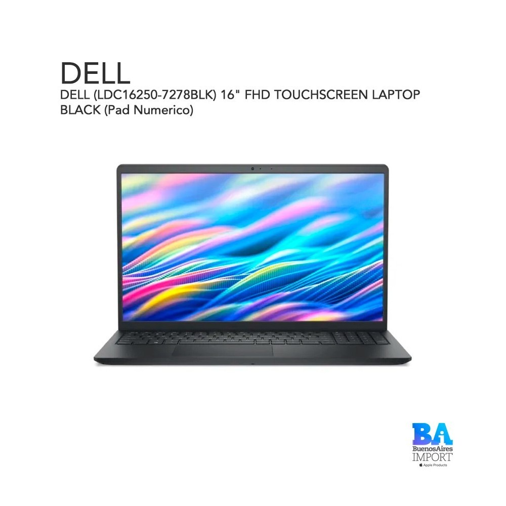 DELL (LDC16250-7278BLK) 16" FHD TOUCHSCREEN LAPTOP BLACK (Pad Numerico)