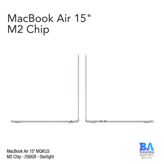 MacBook Air 15.3" Retina [MQKU3] M2 Chip 256 GB - Starlight