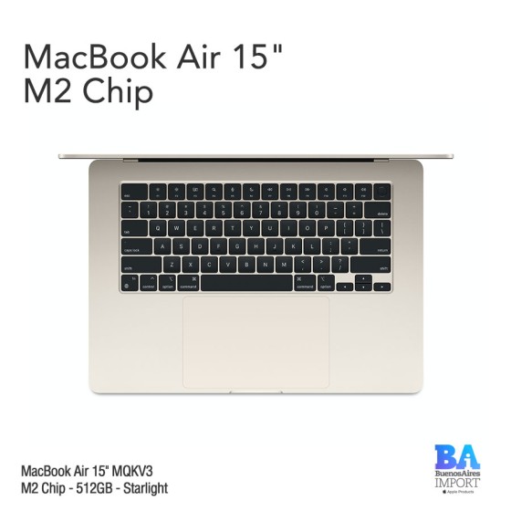 MacBook Air 15.3" Retina [MQKV3] M2 Chip 512 GB - Starlight