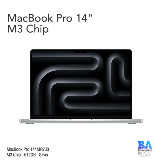 MacBook Pro 14" [MR7J3] M3 Chip - 512GB - Silver