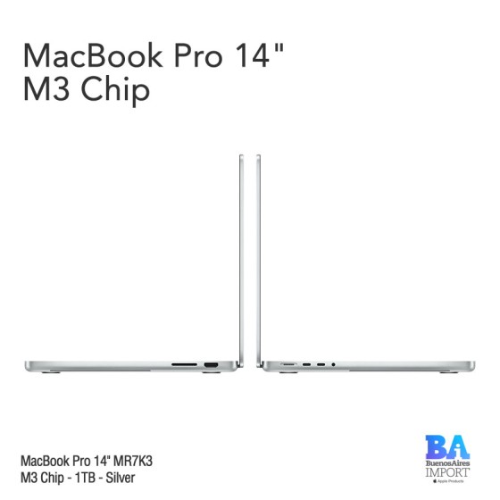 MacBook Pro 14" [MR7K3] M3 Chip - 1TB - Silver