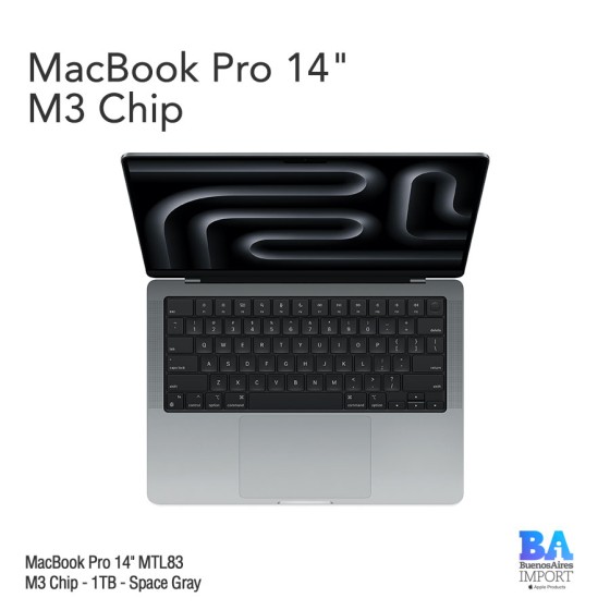 MacBook Pro 14" [MTL83] M3 Chip - 1TB - Space Gray