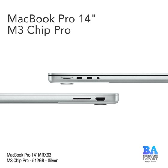 MacBook Pro 14" [MRX63] M3 Pro - 512GB - Silver