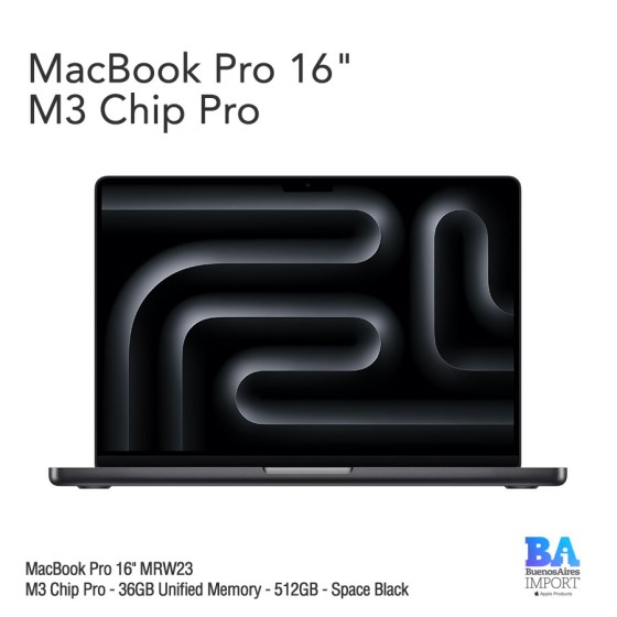 MacBook Pro 16" [MRW23] M3 Pro - 36GB UM - 512GB - Space Black