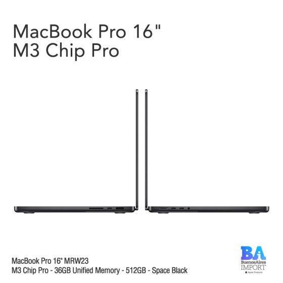 MacBook Pro 16" [MRW23] M3 Pro - 36GB UM - 512GB - Space Black