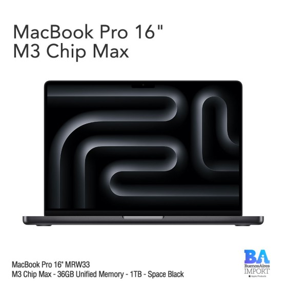 MacBook Pro 16" [MRW33] M3 Max - 36GB UM - 1TB - Space Black