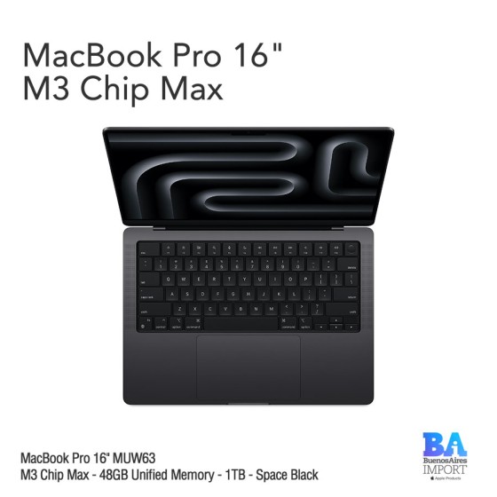 MacBook Pro 16" [MUW63] M3 Max - 48GB UM - 1TB - Space Black