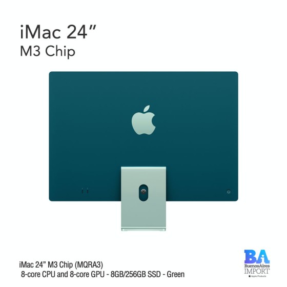 iMac 24" M3 Chip (MQRA3) with 8-core CPU and 8-core GPU - 8GB/256GB SSD - Green