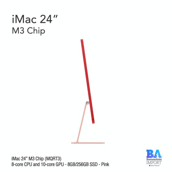 iMac 24" M3 Chip (MQRT3) with 8-core CPU and 10-core GPU - 8GB/256GB SSD - Pink