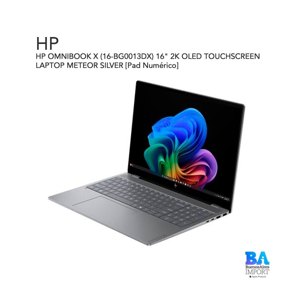 HP OMNIBOOK X (16-BG0013DX) 16" 2K OLED TOUCHSCREEN LAPTOP METEOR SILVER [Pad Numérico]