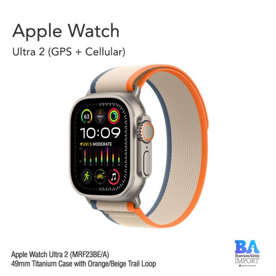 Apple Watch Ultra 2 (MRF23BE/A) 49mm Titanium Case with Orange/Beige Trail Loop